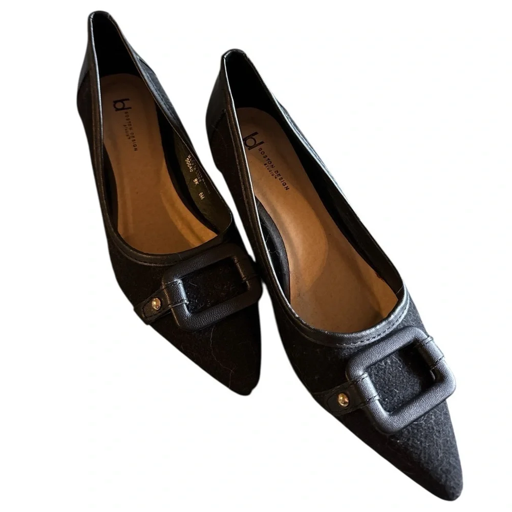 Black Leather Flats Versatile Loafers